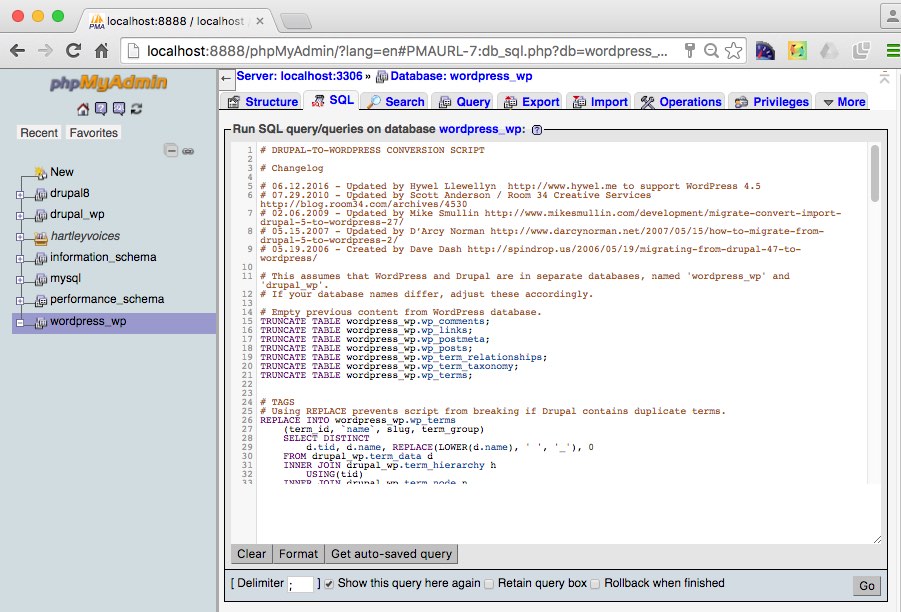 drupal 6 to wordpress 4 conversion sql